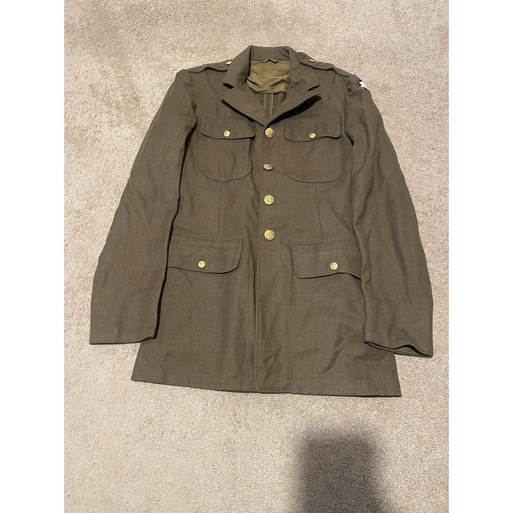 VTG US Army WWII Service Coat Class A Uniform 8th Service Commd Patch  Size 38xl